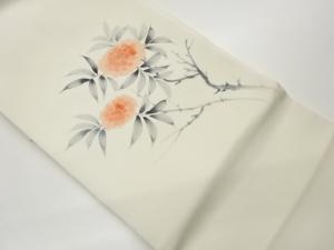 塩瀬手描き金彩花葉模様名古屋帯